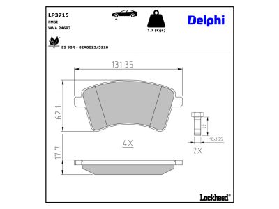 Juego de 4 pastillas de freno (Almohadilla de freno) DELPHI ref. LP3715