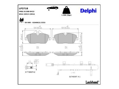 Juego de 4 pastillas de freno (Almohadilla de freno) DELPHI ref. LP3718