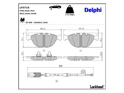 Juego de 4 pastillas de freno (Almohadilla de freno) DELPHI ref. LP3719