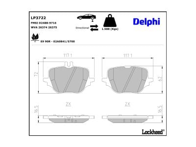 Juego de 4 pastillas de freno (Almohadilla de freno) DELPHI ref. LP3722