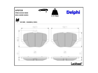 Jeu de 4 plaquettes de frein DELPHI ref. LP3723