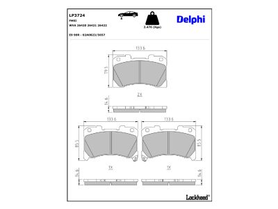 Juego de 4 pastillas de freno (Almohadilla de freno) DELPHI ref. LP3724
