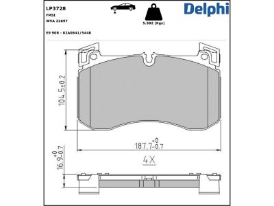 Jeu de 4 plaquettes de frein DELPHI ref. LP3728