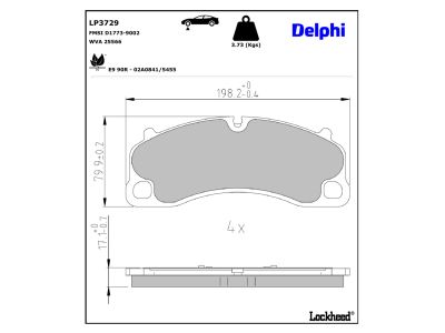 Juego de 4 pastillas de freno (Almohadilla de freno) DELPHI ref. LP3729