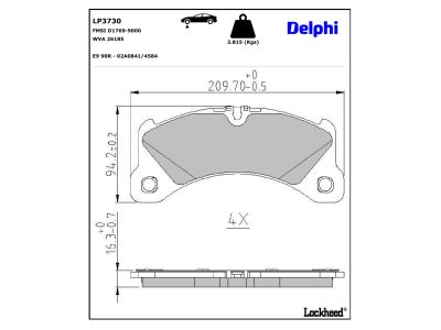 Juego de 4 pastillas de freno (Almohadilla de freno) DELPHI ref. LP3730