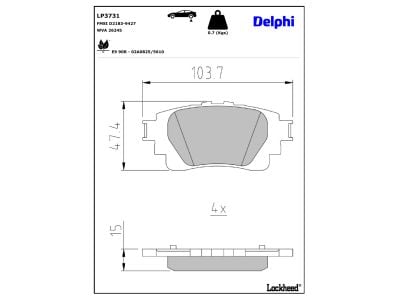 Jeu de 4 plaquettes de frein DELPHI ref. LP3731