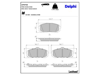 Juego de 4 pastillas de freno (Almohadilla de freno) DELPHI ref. LP3732