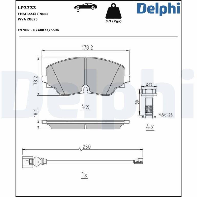 Juego de 4 pastillas de freno (Almohadilla de freno) DELPHI ref. LP3733