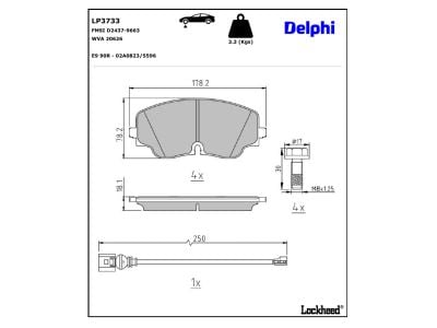 Juego de 4 pastillas de freno (Almohadilla de freno) DELPHI ref. LP3733