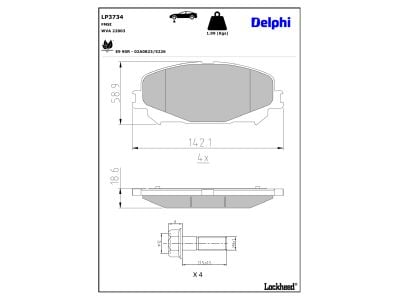 Jogo pastilhas travão, travão de estacionamento de disco DELPHI ref. LP3734