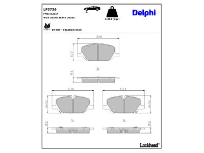Juego de 4 pastillas de freno (Almohadilla de freno) DELPHI ref. LP3736