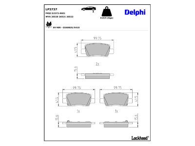 Juego de 4 pastillas de freno (Almohadilla de freno) DELPHI ref. LP3737