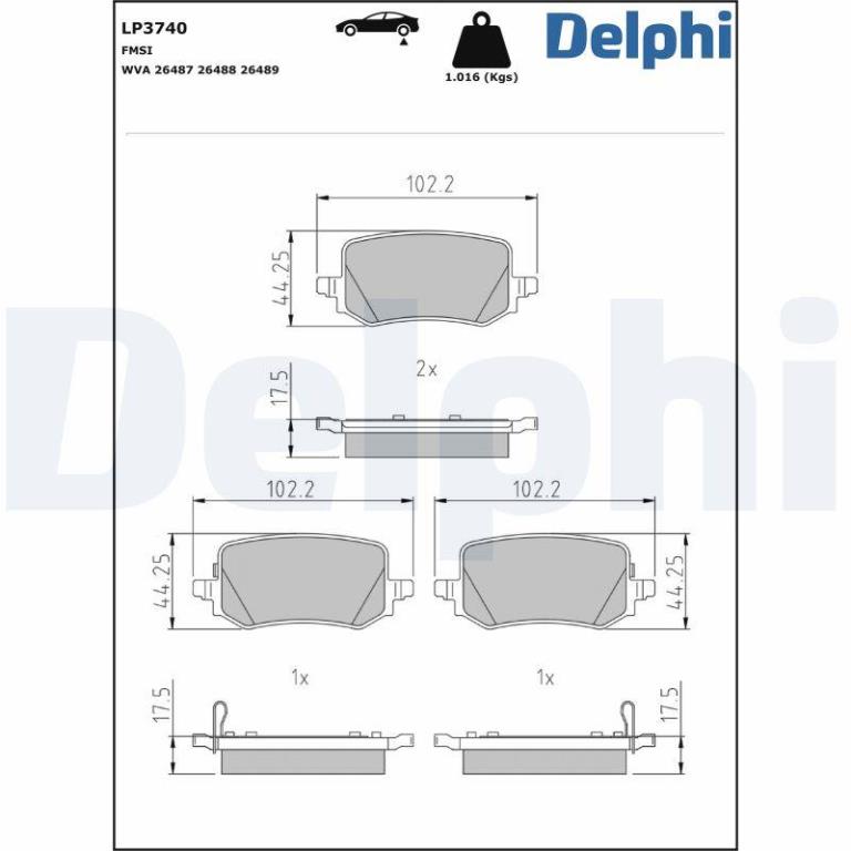 Jeu de 4 plaquettes de frein DELPHI ref. LP3740