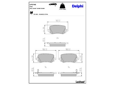 Jeu de 4 plaquettes de frein DELPHI ref. LP3740