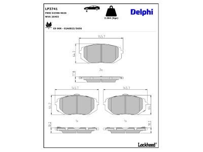Juego de 4 pastillas de freno (Almohadilla de freno) DELPHI ref. LP3741