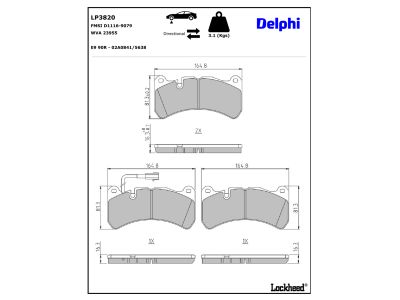 Juego de 4 pastillas de freno (Almohadilla de freno) DELPHI ref. LP3820