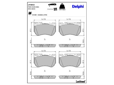 Juego de 4 pastillas de freno (Almohadilla de freno) DELPHI ref. LP3842