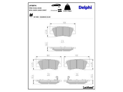 Jeu de 4 plaquettes de frein DELPHI ref. LP3874