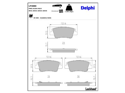 Jogo de 4 pastilhas de travão DELPHI ref. LP3880
