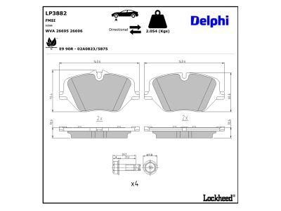 Juego de 4 pastillas de freno (Almohadilla de freno) DELPHI ref. LP3882