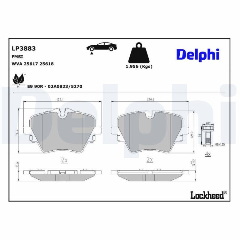 Juego de 4 pastillas de freno (Almohadilla de freno) DELPHI ref. LP3883