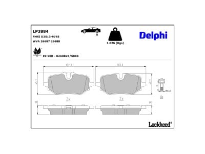 Jeu de 4 plaquettes de frein DELPHI ref. LP3884