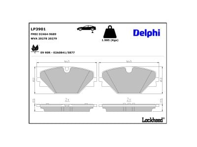 Juego de 4 pastillas de freno (Almohadilla de freno) DELPHI ref. LP3901