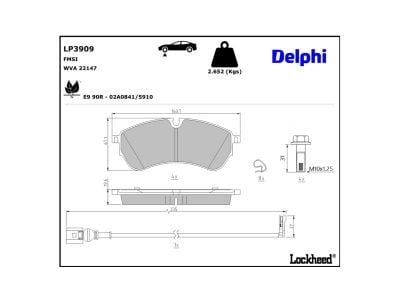 Juego de 4 pastillas de freno (Almohadilla de freno) DELPHI ref. LP3909