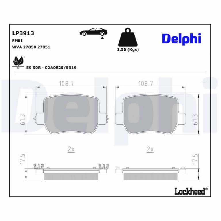 Juego de 4 pastillas de freno (Almohadilla de freno) DELPHI ref. LP3913