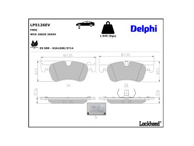 Juego de 4 pastillas de freno (Almohadilla de freno) DELPHI ref. LP3914