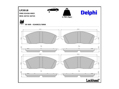 Juego de 4 pastillas de freno (Almohadilla de freno) DELPHI ref. LP3918