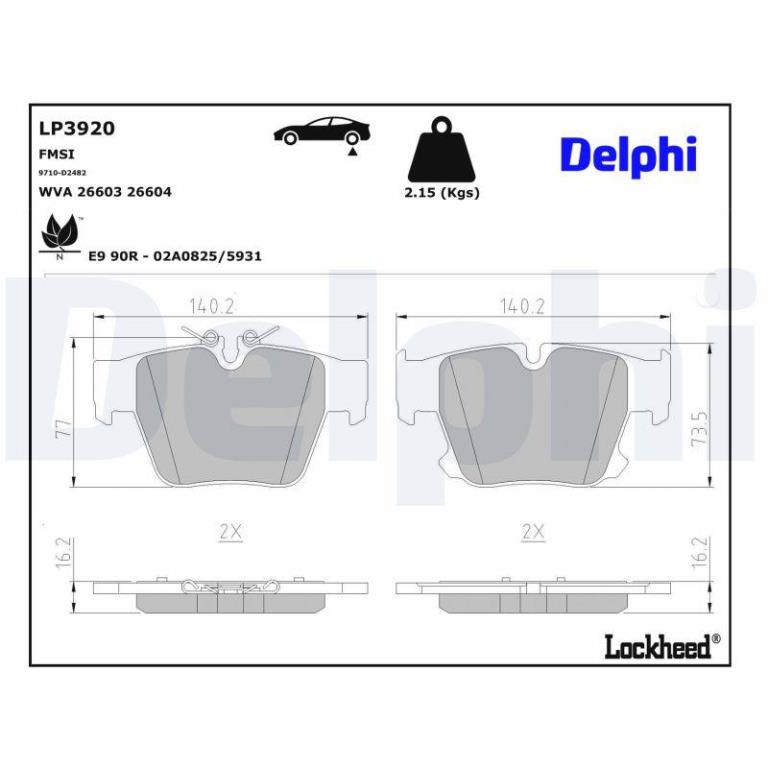 Jeu de 4 plaquettes de frein DELPHI ref. LP3920