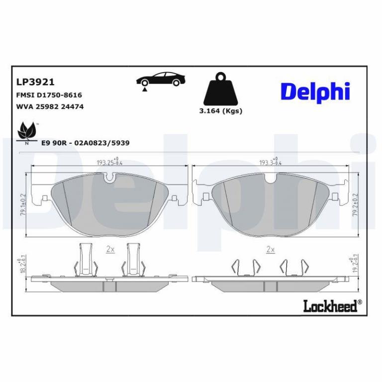Jogo de 4 pastilhas de travão DELPHI LP3921