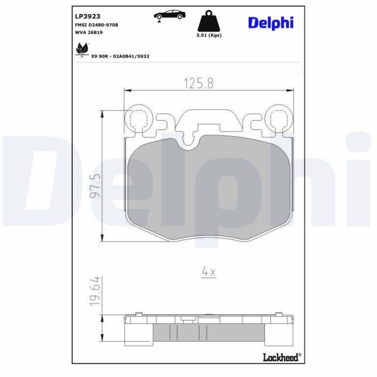 Jeu de 4 plaquettes de frein DELPHI ref. LP3923