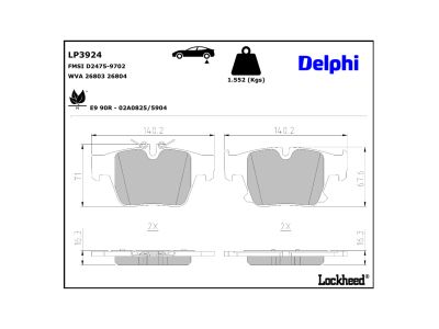 Jeu de 4 plaquettes de frein DELPHI ref. LP3924