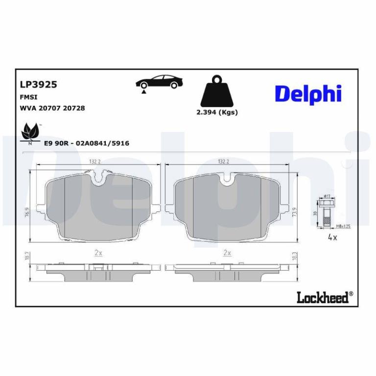 Juego de 4 pastillas de freno (Almohadilla de freno) DELPHI ref. LP3925