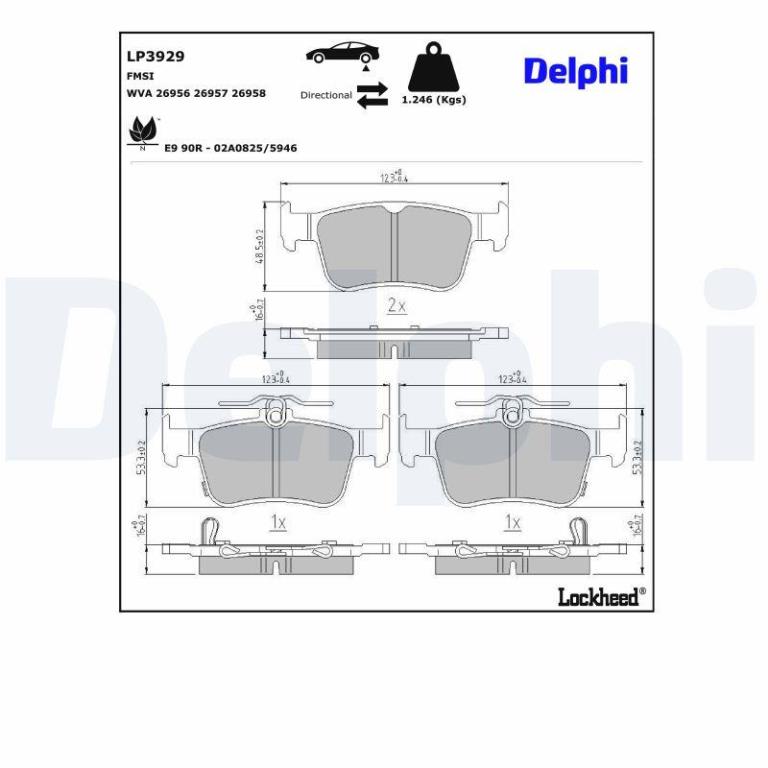 Jeu de 4 plaquettes de frein DELPHI ref. LP3929