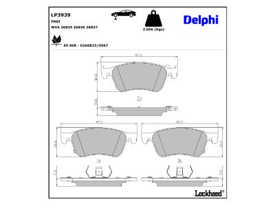 Juego de 4 pastillas de freno (Almohadilla de freno) DELPHI ref. LP3939