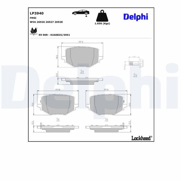 Jeu de 4 plaquettes de frein DELPHI ref. LP3940