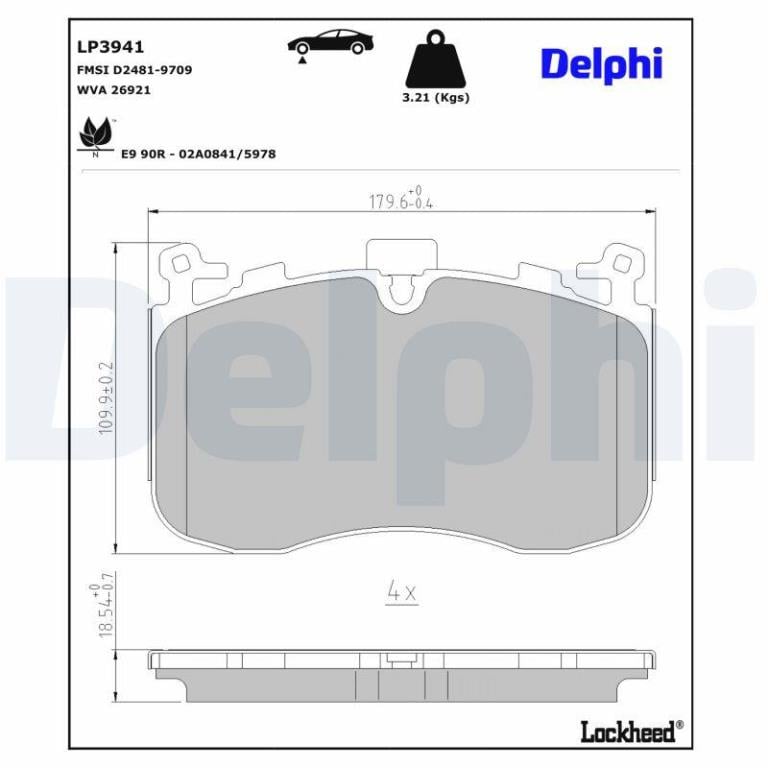 Juego de 4 pastillas de freno (Almohadilla de freno) DELPHI ref. LP3941