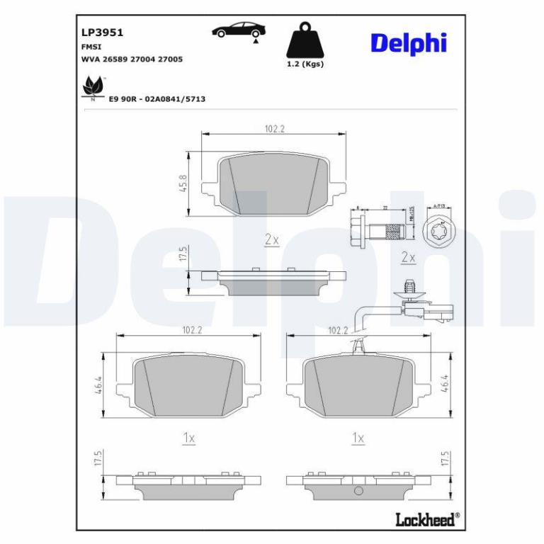 Jogo de 4 pastilhas de travão DELPHI ref. LP3951