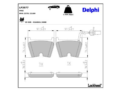 Jeu de 4 plaquettes de frein DELPHI LP3977