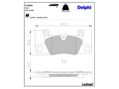 Jeu de 4 plaquettes de frein DELPHI LP3981
