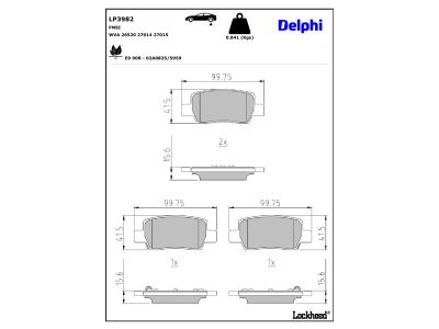 Jogo de 4 pastilhas de travão DELPHI ref. LP3982