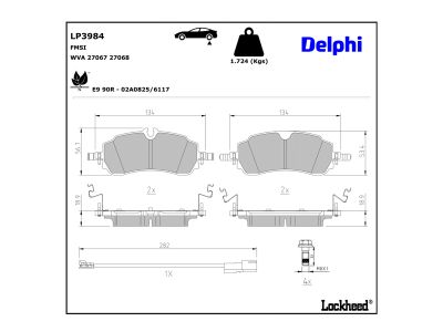 Jeu de 4 plaquettes de frein DELPHI LP3984