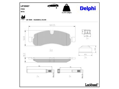 Jeu de 4 plaquettes de frein DELPHI LP3987