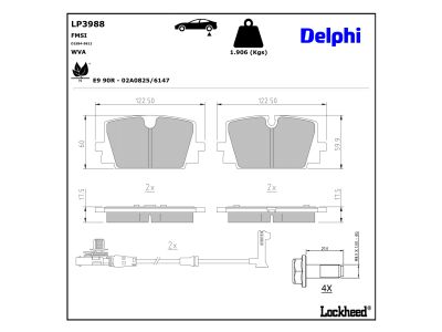 Jeu de 4 plaquettes de frein DELPHI LP3988