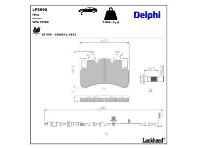 Jogo de 4 pastilhas de travão DELPHI LP3990