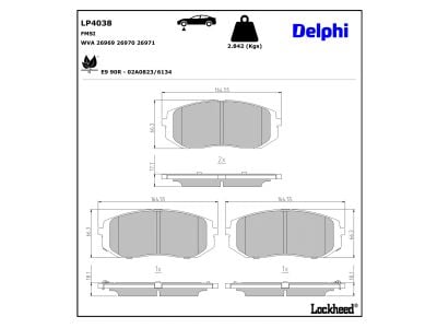 Jogo de 4 pastilhas de travão DELPHI LP4038