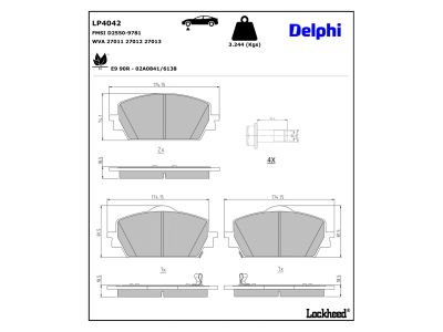 Jeu de 4 plaquettes de frein DELPHI LP4042